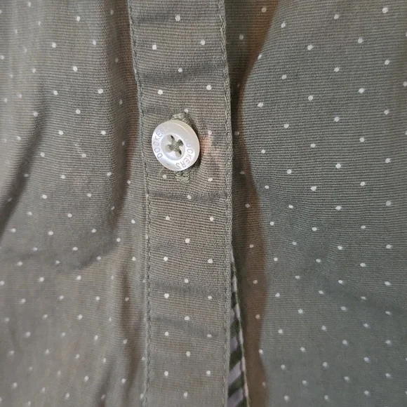 Dockers Olive Green Dot Button Down Long Sleeve Shirt Size Medium - Picture 6 of 9